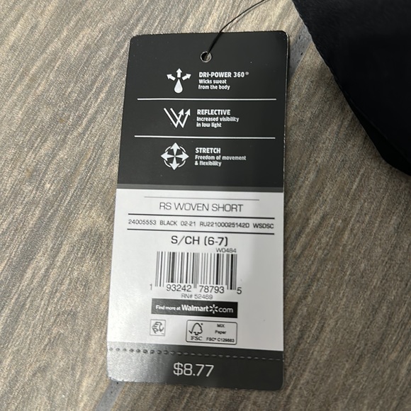 Russell boys short, size 6/7. Gray/black. Drawstring front, elastic waste. - Picture 6 of 6